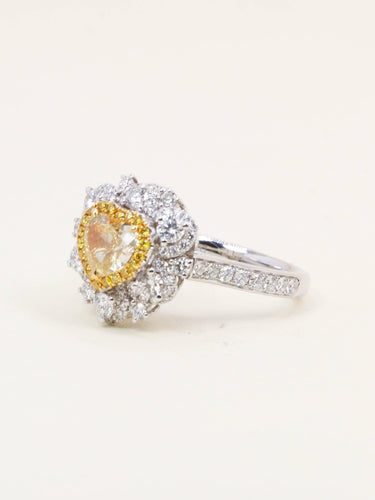 Pendentif Bague Diamant coeur jaune Fancy Yellow 1 carat convertible Pendentif 58 Facettes 1214.2