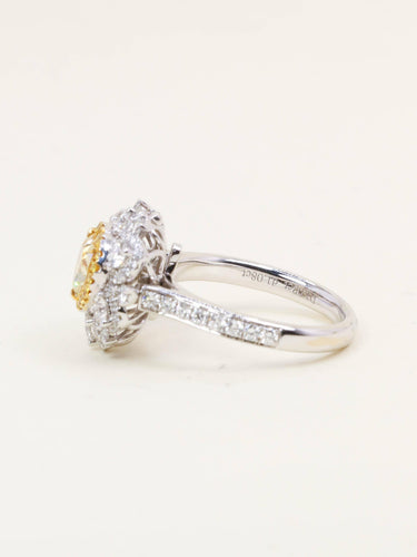 Pendentif Bague Diamant coeur jaune Fancy Yellow 1 carat convertible Pendentif 58 Facettes 1214.2