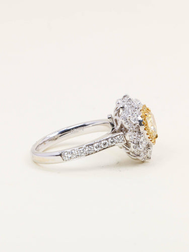 Pendentif Bague Diamant coeur jaune Fancy Yellow 1 carat convertible Pendentif 58 Facettes 1214.2