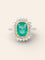 Bague 53 Bague or blanc émeraude 2,17 carats entourage diamants 58 Facettes 1214.3