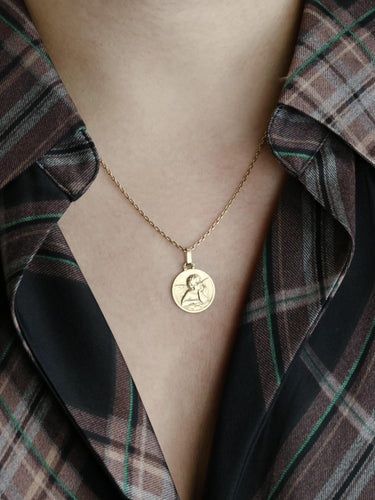 Pendentif BRANDT Médaille Ange en or jaune 58 Facettes 1224.2