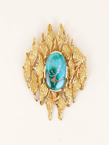 Pendentif Broche Pendentif or jaune turquoise matrix 58 Facettes 1221