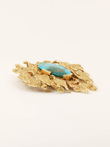 Pendentif Broche Pendentif or jaune turquoise matrix 58 Facettes 1221