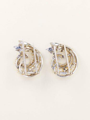 Boucles d'oreilles Double clips coquillage or blanc perles fines 58 Facettes 1232.2