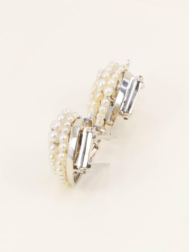 Boucles d'oreilles Double clips coquillage or blanc perles fines 58 Facettes 1232.2