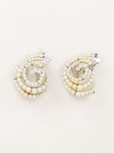 Boucles d'oreilles Double clips coquillage or blanc perles fines 58 Facettes 1232.2