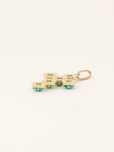 Pendentif Pendentif Croix or jaune cabochons de turquoise 58 Facettes 1219.7