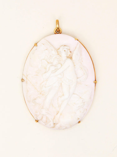 Pendentif Pendentif ovale or jaune camée coquillage Cupidon 58 Facettes 1224.5