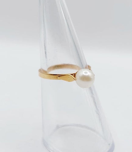 Bague 50 Bague Art déco en or rose 18k ornée d'une perle 58 Facettes A06713