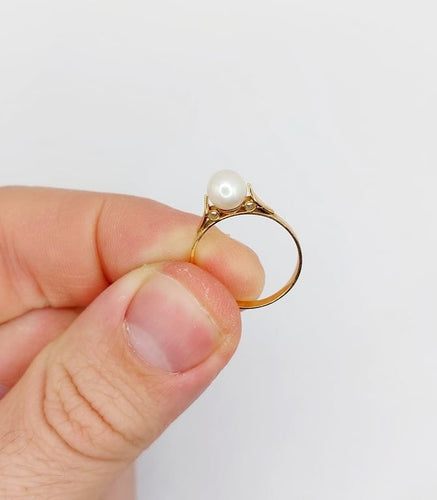 Bague 50 Bague Art déco en or rose 18k ornée d'une perle 58 Facettes A06713