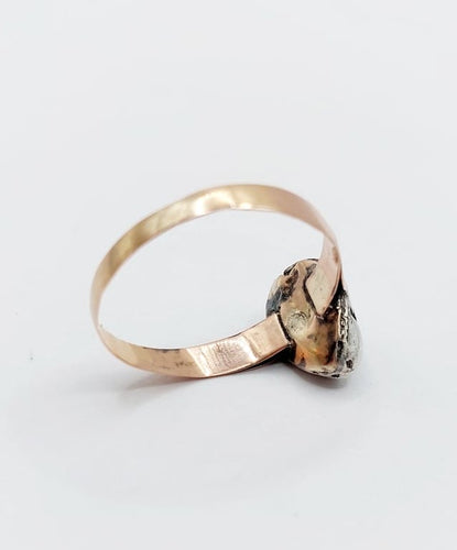 Bague 59.5 Bague victorienne en or rose 18k et argent avec diamant taille table 58 Facettes A06714