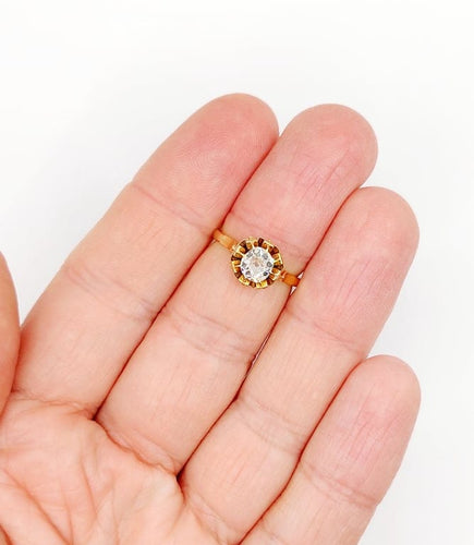 Bague 51.5 Bague solitaire antique en or rose 18k avec diamant taille ancienne 58 Facettes A06717