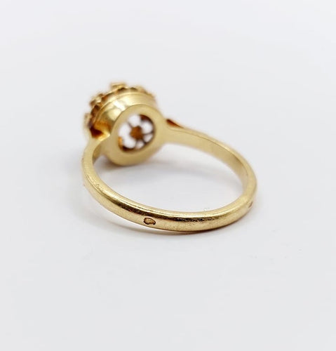 Bague 51.5 Bague solitaire antique en or rose 18k avec diamant taille ancienne 58 Facettes A06717