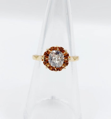 Bague 51.5 Bague solitaire antique en or rose 18k avec diamant taille ancienne 58 Facettes A06717