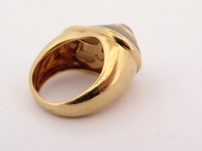 Bague 52 vintage bague FRED nuage 52 en nacre et or jaune 18k mother of pl 58 Facettes 273331