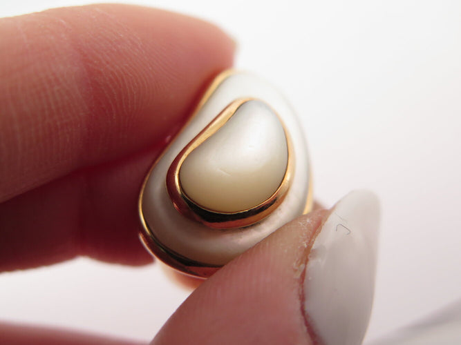 Bague 52 vintage bague FRED nuage 52 en nacre et or jaune 18k mother of pl 58 Facettes 273331