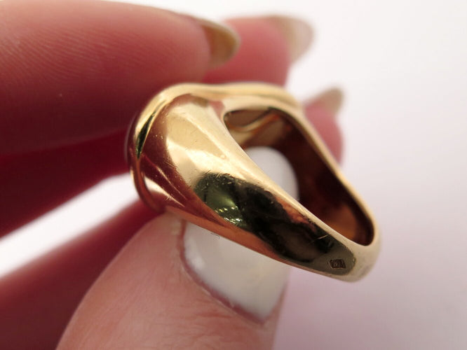 Bague 52 vintage bague FRED nuage 52 en nacre et or jaune 18k mother of pl 58 Facettes 273331