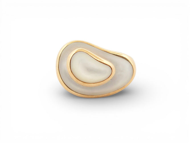 Bague 52 vintage bague FRED nuage 52 en nacre et or jaune 18k mother of pl 58 Facettes 273331