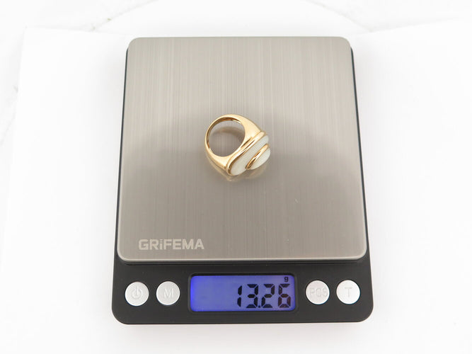 Bague 52 vintage bague FRED nuage 52 en nacre et or jaune 18k mother of pl 58 Facettes 273331
