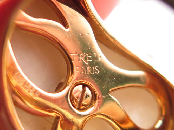 Bague 52 vintage bague FRED nuage 52 en nacre et or jaune 18k mother of pl 58 Facettes 273331