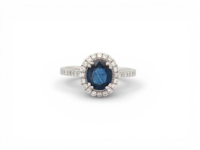 Bague 53 bague sertie saphir 1.33 ct & diamants 0.58 ct 53 en or blanc 3.15 gr 58 Facettes 273386