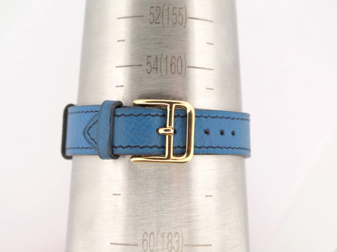 Montre vintage montre HERMES medor pm 27mm plaque or cuir epsom bleu quartz 58 Facettes 273322