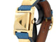 Montre vintage montre HERMES medor pm 27mm plaque or cuir epsom bleu quartz 58 Facettes 273322