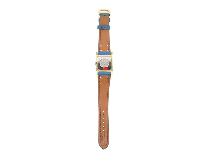 Montre vintage montre HERMES medor pm 27mm plaque or cuir epsom bleu quartz 58 Facettes 273322