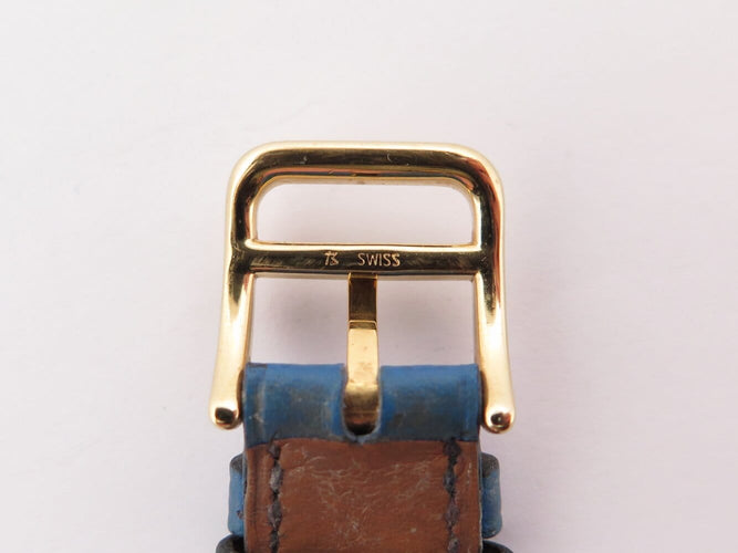 Montre vintage montre HERMES medor pm 27mm plaque or cuir epsom bleu quartz 58 Facettes 273322