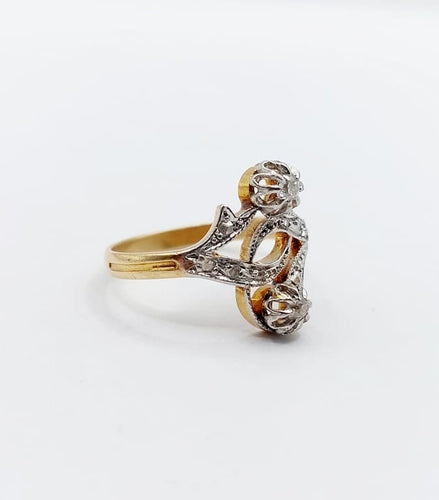 Bague 54 Bague duchesse antique en or 18k et platine à diamants 58 Facettes A06720