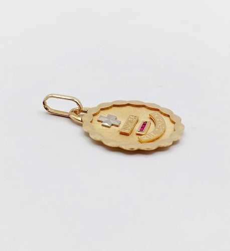 Pendentif Augis - Pendentif médaille d’amour en or rose 18k et rubis 58 Facettes A06726