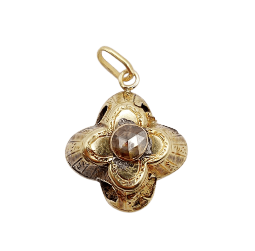 Pendentif Pendentif victorien - Diamant taille rose en or jaune 18K (circa 1850) 58 Facettes A02334