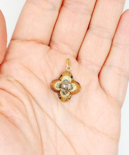Pendentif Pendentif victorien - Diamant taille rose en or jaune 18K (circa 1850) 58 Facettes A02334