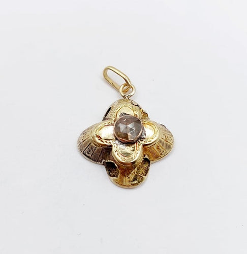 Pendentif Pendentif victorien - Diamant taille rose en or jaune 18K (circa 1850) 58 Facettes A02334