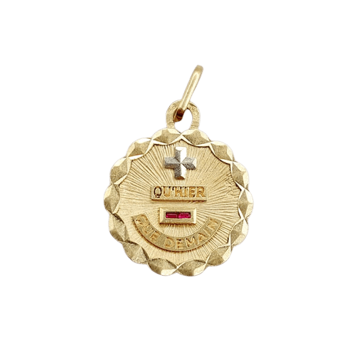 Pendentif Augis - Pendentif médaille d'amour 15 mm en or rose 18k et rubis 58 Facettes A06732