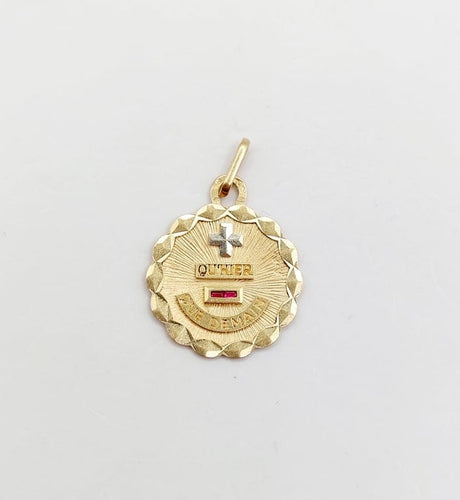 Pendentif Augis - Pendentif médaille d'amour 15 mm en or rose 18k et rubis 58 Facettes A06732
