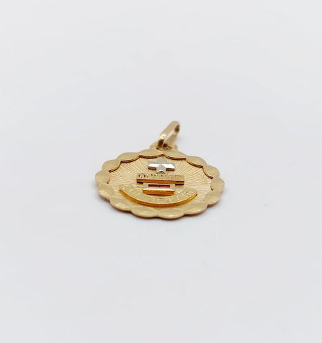 Pendentif Augis - Pendentif médaille d'amour 15 mm en or rose 18k et rubis 58 Facettes A06732