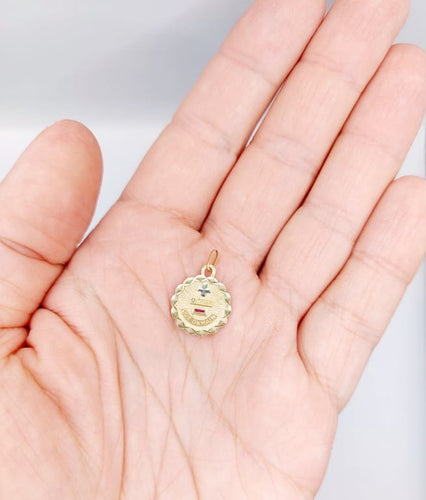 Pendentif Augis - Pendentif médaille d'amour 15 mm en or rose 18k et rubis 58 Facettes A06732