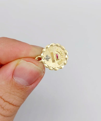 Pendentif Augis - Pendentif médaille d'amour 15 mm en or rose 18k et rubis 58 Facettes A06732