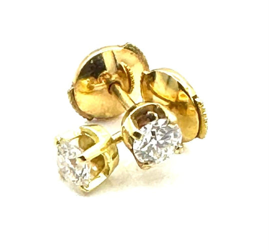 Boucles d'oreilles Boucles d’oreilles puces en or jaune 18 carats et diamants 0,50 ct 58 Facettes 240392