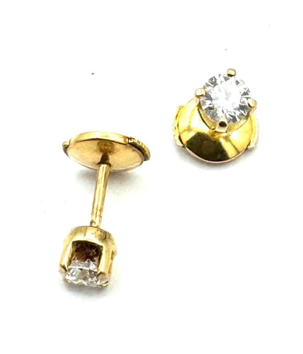 Boucles d'oreilles Boucles d’oreilles puces en or jaune 18 carats et diamants 0,50 ct 58 Facettes 240392