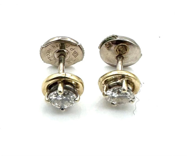 Boucles d'oreilles Puces d’oreilles en or jaune et or blanc 18 carats, diamants 0,80 ct 58 Facettes 230060