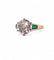 Bague 52 Solitaire - Bague en or jaune 18 carats et platine, diamant 3,85 carats et émeraudes 58 Facettes sku