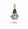 Bague 52 Solitaire - Bague en or jaune 18 carats et platine, diamant 3,85 carats et émeraudes 58 Facettes sku
