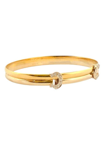 Bracelet Cartier - Bracelet jonc double C en or jaune et blanc et diamants 58 Facettes cartier