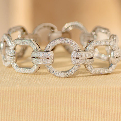 Montre Art déco - Bracelet en platine et diamants 6,84 ct (228 diamants) 58 Facettes