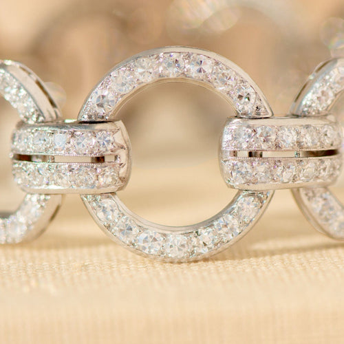 Montre Art déco - Bracelet en platine et diamants 6,84 ct (228 diamants) 58 Facettes