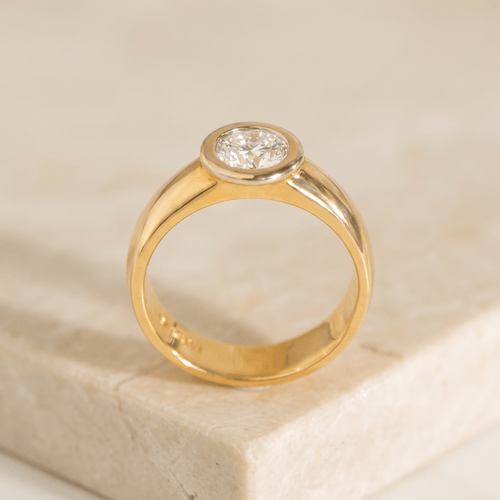 Bague 55 Solitär-Ring - Bague en or jaune 14K diamant 0,52 ct 58 Facettes HJ250199