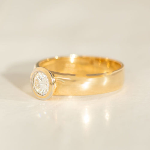 Bague 55 Solitär - Bague en or jaune 14 carats et diamant 0,52 ct VS1 58 Facettes