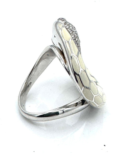 Bague 54 Bague serpent en or jaune 18 carats, laque et diamants 0,60 ct 58 Facettes 250267